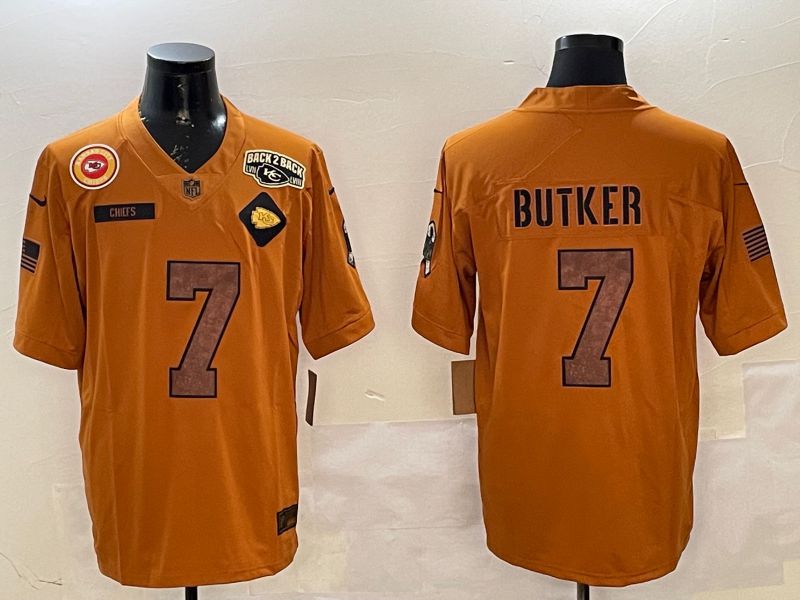 Men Kansas City Chiefs #7 Butker Yellow 2025 Nike Salute to Service Limited NFL Jersey style 7->kansas city chiefs->NFL Jersey